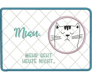 Stickdatei ITH - Mug Rug grummelige Katze MIAU